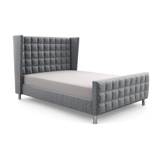 Hart Bridgeholme Upholstered Bed Frame Canora Grey Size: Small Single (2'6), Upholstery Material: Crushed Velvet, Upholstery Colour: Silver on Productcaster.