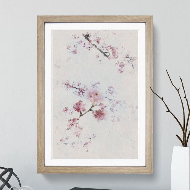 Eye of the Cherry Blossom Tree Watercolour - Picture Frame Graphic Art East Urban Home Size: 48cm H x 36cm W x 2cm D, Frame Option: Oak on Productcaster.