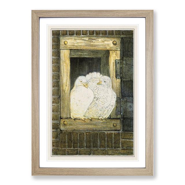 White Pigeons by Theo Van Hoytema - Picture Frame Painting East Urban Home Frame Option: Oak, Size: 36cm H x 27cm W x 2cm D on Productcaster.