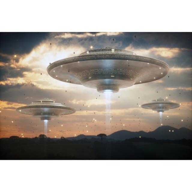 Burkhead Extraterrestrial UFO Spacecraft by Ktsimage - Wrapped Canvas Print Latitude Run Size: 81cm H x 122cm W x 3.8cm D on Productcaster.