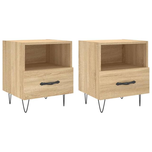 Coalton Iron Bedside Table (Set of 2) George Oliver Colour: Sonoma Oak on Productcaster.