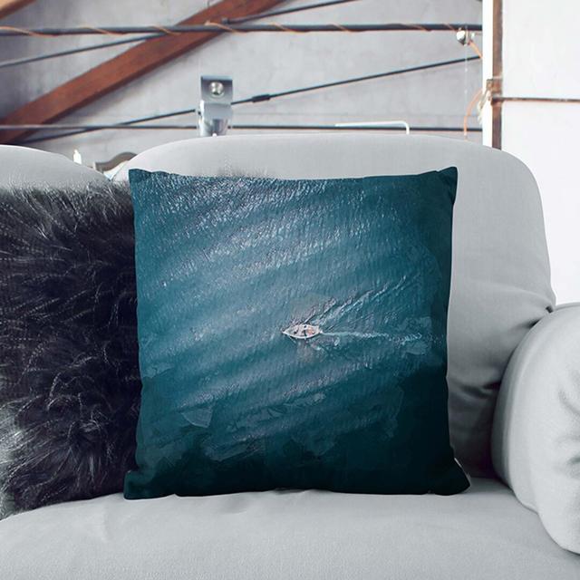 Boat in the Open Sea in Abstract Cushion with Filling East Urban Home Size: 55cm H x 55cm W x 20cm D, Backing Colour: Stone on Productcaster.