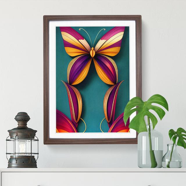 Enchanting Butterfly - Picture Frame Graphic Art Brambly Cottage Size: 64cm H x 46cm W x 2cm D, Frame Colour: Walnut on Productcaster.