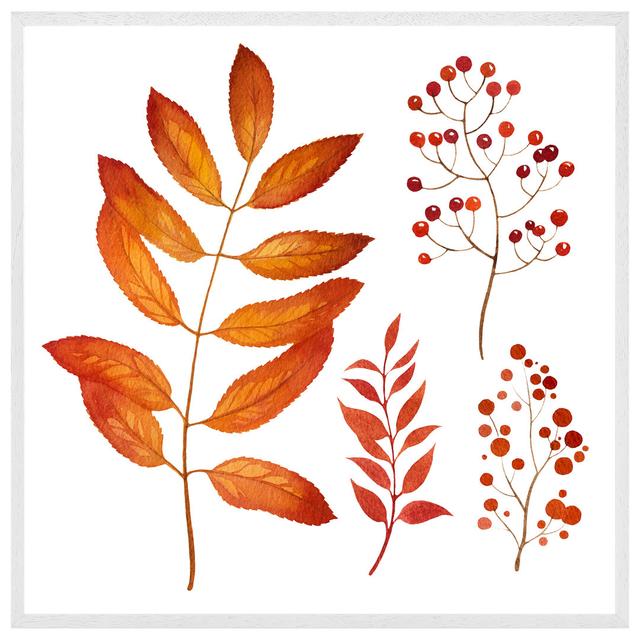 Tasia Orange Autumn Leaves - Single Picture Frame Art Prints ClassicLiving Size: 76cm H x 76cm W x 4cm D, Frame Colour: White Framed on Productcaster.