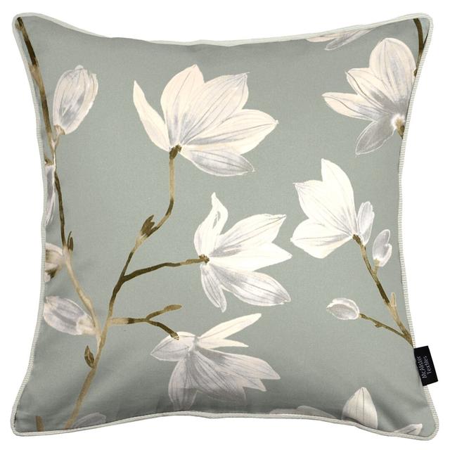 Frison Magnolia Indoor / Outdoor Floral Square Throw Cushion Lily Manor Colour: Duck Egg, Size: 49cm x 49cm on Productcaster.