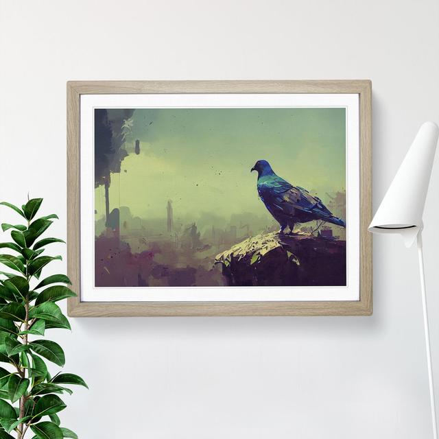 Mysterious Pigeon Bird - Picture Frame Graphic Art Marlow Home Co. Size: 25cm H x 34cm W, Frame Colour: Oak on Productcaster.