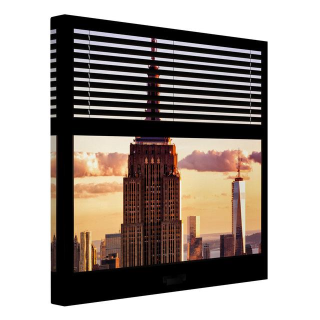 Leinwandbild Fensterblick Jalousie - Empire State Building New York von Philippe Hugonnard Ebern Designs Größe: 60 cm H x 60 cm B, Format: 260 g/m² Ca on Productcaster.