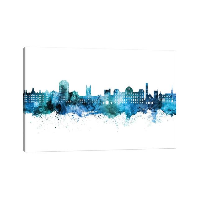 Vassar Poughkeepsie New York Skyline Blue Teal by Michael Tompsett - Wrapped Canvas Gallery-Wrapped Canvas Giclée Latitude Run Size: 30.48cm H x 45.72 on Productcaster.