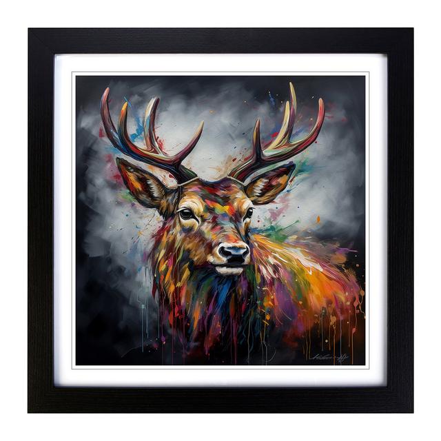 Stag No.1 - Single Picture Frame Print on Wood Alpen Home Format: Black on Productcaster.