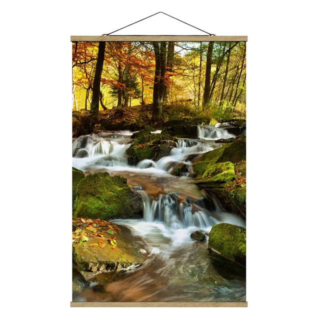 Fotodruck Waterfall Autumn Forest Union Rustic Größe: 75 cm H x 50 cm B x 0,3 cm T on Productcaster.