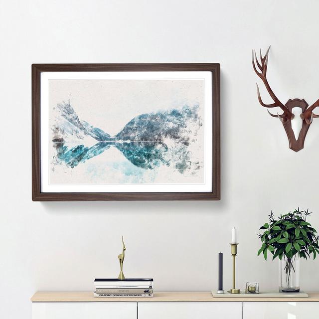 Mountain Range Reflection - Picture Frame Graphic Art Print East Urban Home Size: 24cm H x 33cm W x 2cm D, Frame Option: Walnut Framed on Productcaster.