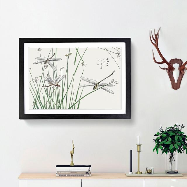 Dragonflies by Morimoto Toko - Picture Frame Painting Print on MDF East Urban Home Frame Option: Black Framed, Size: 36cm H x 48cm W x 2cm D on Productcaster.