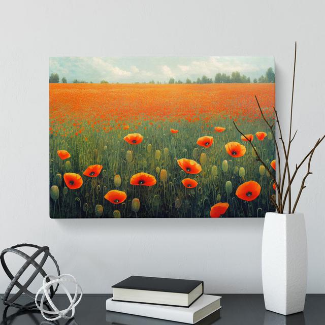 Staggering Poppy Field Flowers - Wrapped Canvas Painting ClassicLiving Size: 50cm H x 76cm W x 3cm D on Productcaster.