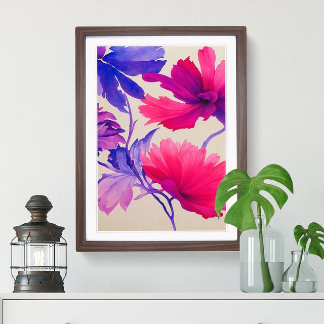 XV1022-5093X Water Painted Flowers No.6 - Single Picture Frame Print Marlow Home Co. Format: Walnut Framed, Size: 64cm H x 46cm W on Productcaster.