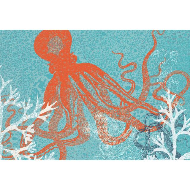 Octopus Swim - Wrapped Canvas Painting Print Highland Dunes Size: 81cm H x 122cm W x 3.8cm D on Productcaster.