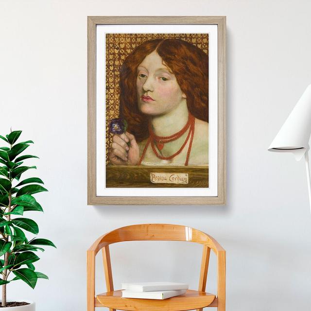 Woman with Purple Flower by Dante Gabriel Rossetti - Picture Frame Painting East Urban Home Size: 48cm H x 36cm W x 2cm D, Frame Option: Oak Framed on Productcaster.