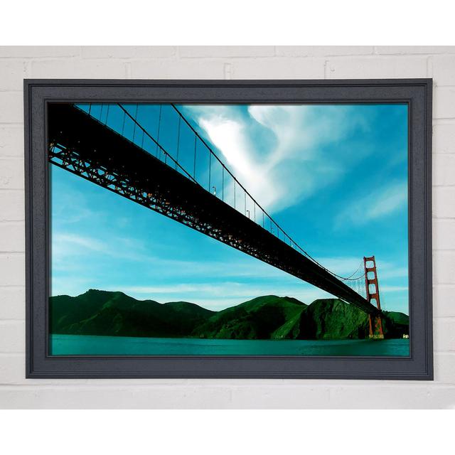 San Francisco Golden Gate Bridge Blue View Framed Print Highland Dunes Size: 59.7cm H x 84.1cm W x 1.5cm D, Format: Grey Framed Paper on Productcaster.