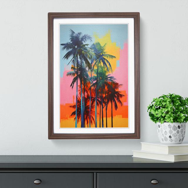 Palm Tree Colour Field - Single Picture Frame Print on Wood 17 Stories Size: 64cm H x 46cm W x 2" D, Format: Walnut Framed on Productcaster.