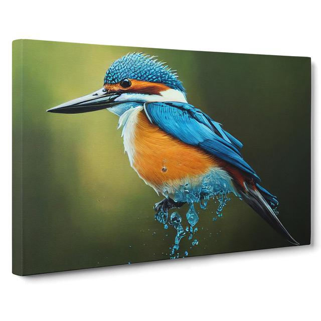 Edgy Kingfisher Bird - Wrapped Canvas Graphic Art Marlow Home Co. Size: 40cm H x 60cm W x 3cm D on Productcaster.