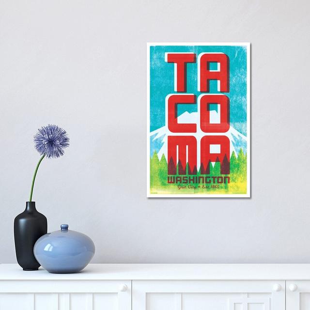 Tacoma Typography Travel Poster by Jim Zahniser - Wrapped Canvas Print iCanvas Size: 45.72cm H x 45.72cm W x 1.905cm D on Productcaster.