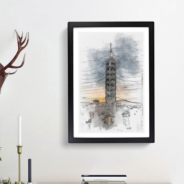 Taipei City in Taiwan Abstract - Picture Frame Painting Print East Urban Home Frame Option: Black Framed, Size: 33cm H x 24cm W x 2cm D on Productcaster.