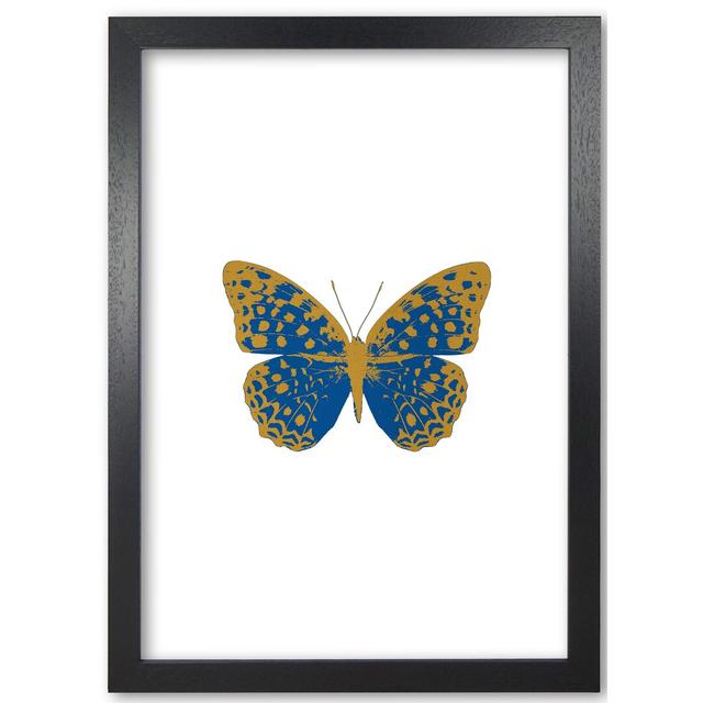 Butterfly - Print East Urban Home Size: 42 cm H x 30 cm W x 5 cm D, Format: Black Grain Frame, Colour: Yellow on Productcaster.