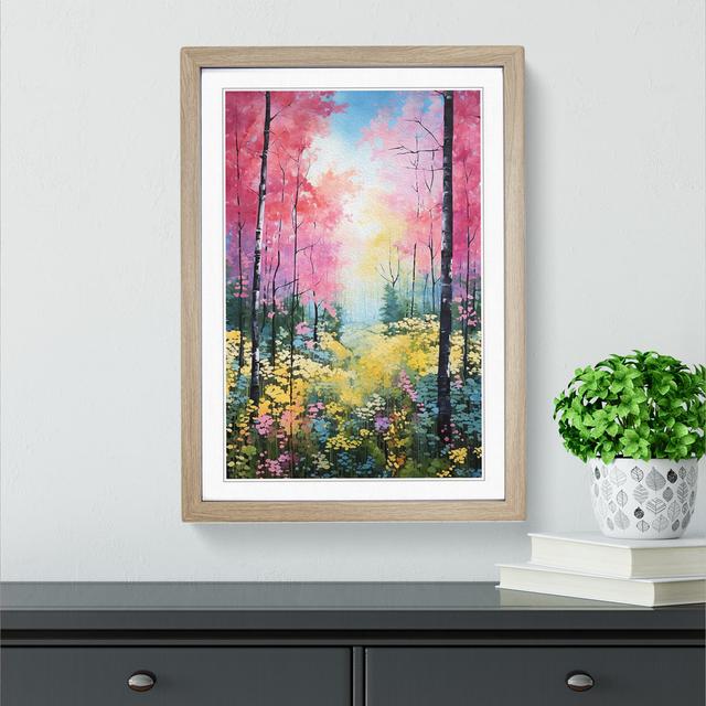 Spring Forest Colour Field - Single Picture Frame Print on Wood Alpen Home Format: Oak Framed, Size: 34cm H x 25cm W x 2cm D on Productcaster.