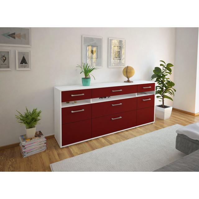 Sideboard Levorne 17 Stories Farbe (Korpus/Front): Bordeauxrot/Weiß on Productcaster.