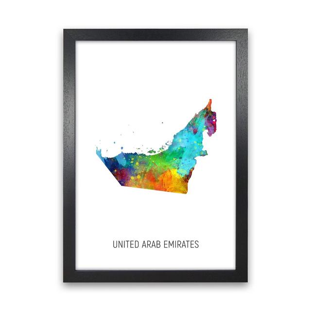 United Arab Emirates Watercolour Map by Michael Tompsett - Graphic Art Print Latitude Run Format: Black Framed, Size: 34cm H x 25cm W x 3cm D on Productcaster.