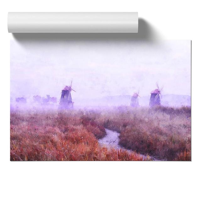 Landscape Windmill and Stream - Unframed Graphic Art East Urban Home Size: 30cm H x 42cm W x 0.1cm D on Productcaster.