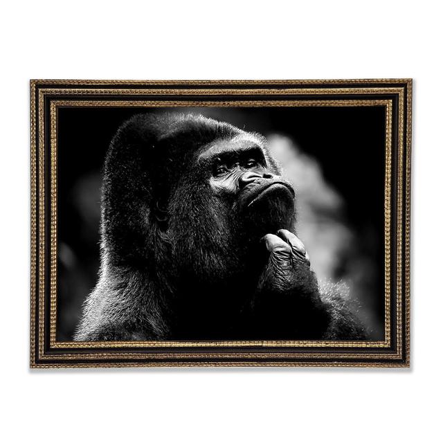 Thoughtful Gorilla B N W - Single Picture Frame Art Prints Ebern Designs Size: 84.1cm H x 118.9cm W x 3cm D on Productcaster.