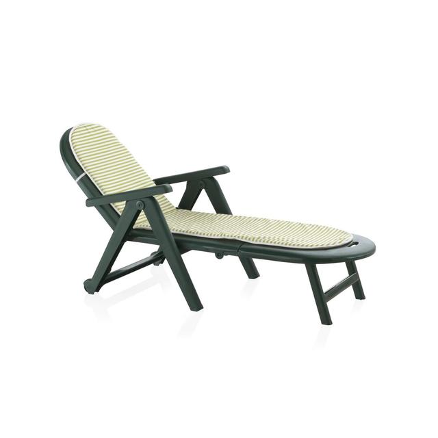 Reclining Sun Lounger with Cushion Highland Dunes Colour: Green on Productcaster.