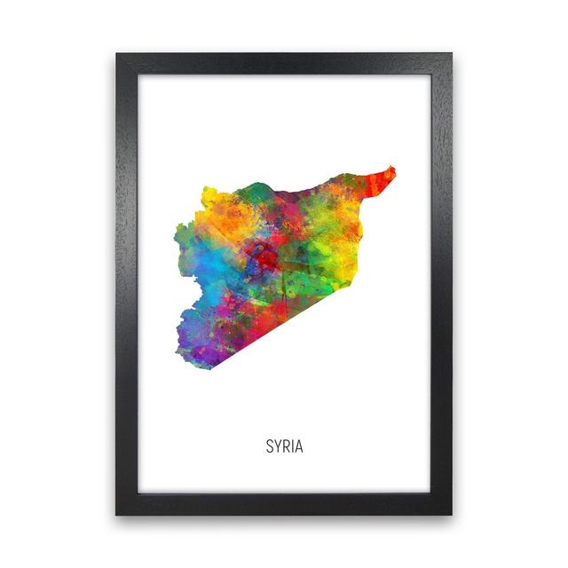 Syria Watercolour Map by Michael Tompsett - Print Latitude Run Format: Black Framed, Size: 88cm H x 64cm W x 3cm D on Productcaster.