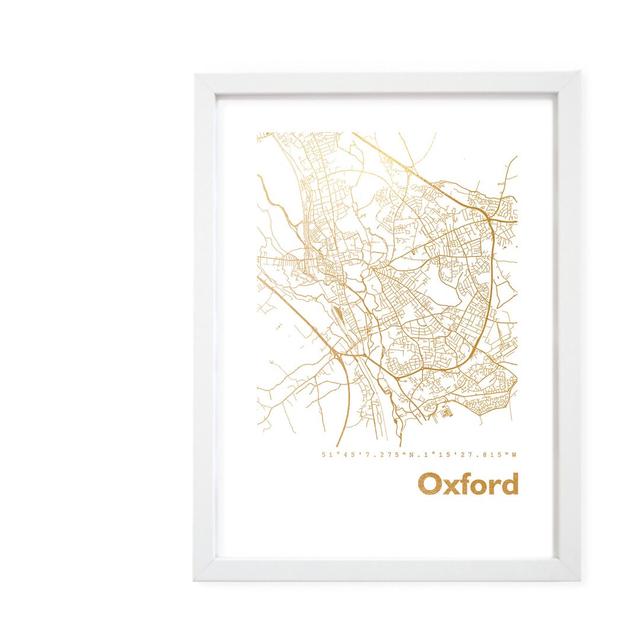 Oxford Map - Picture Frame Graphic Art Print on Paper Brayden Studio Size: 42.5cm H x 32.5cm W x 3.5cm D on Productcaster.