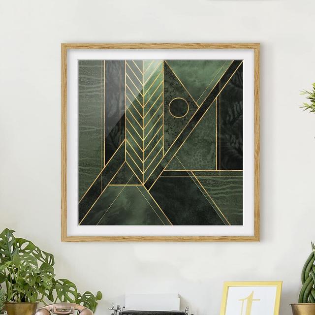 Geometric Shapes Emerald Gold - Picture Frame Graphic Art Fairmont Park Size: 50cm H x 50cm W x 2cm D, Matte Colour: White, Format: Brown on Productcaster.