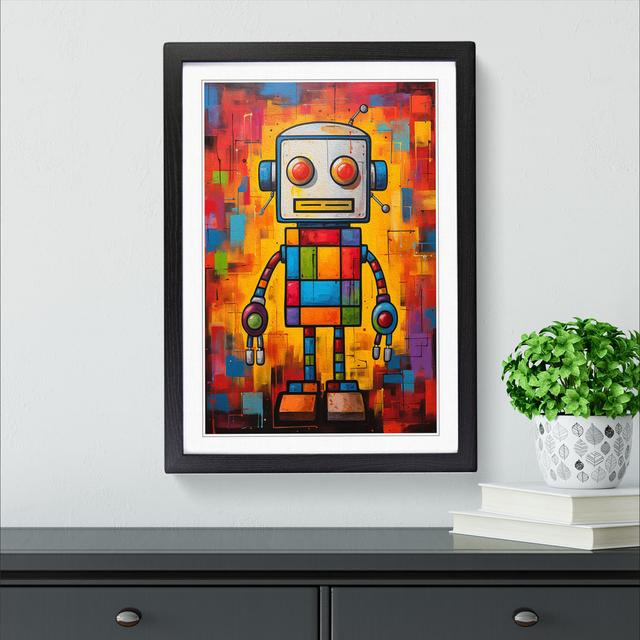 Robot Colour Field - Single Picture Frame Print on Wood Big Box Art Size: 64cm H x 46cm W x 2cm D, Frame Colour: Black on Productcaster.