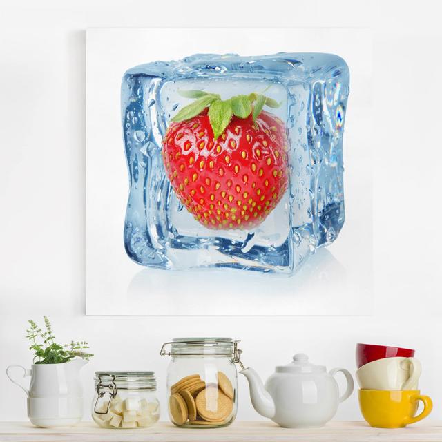 Strawberry in an Ice Cube by Kein Künstler Graphic Art Ebern Designs Size: 50cm H x 50cm W on Productcaster.