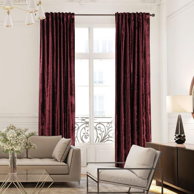 100% Blackout Thermal Extra Long & Extra Wide Shiny Velvet Decorative Curtain Panel Lilijan Home & Curtain Panel Size: 475cm H x 140cm W, Colour: Maho on Productcaster.