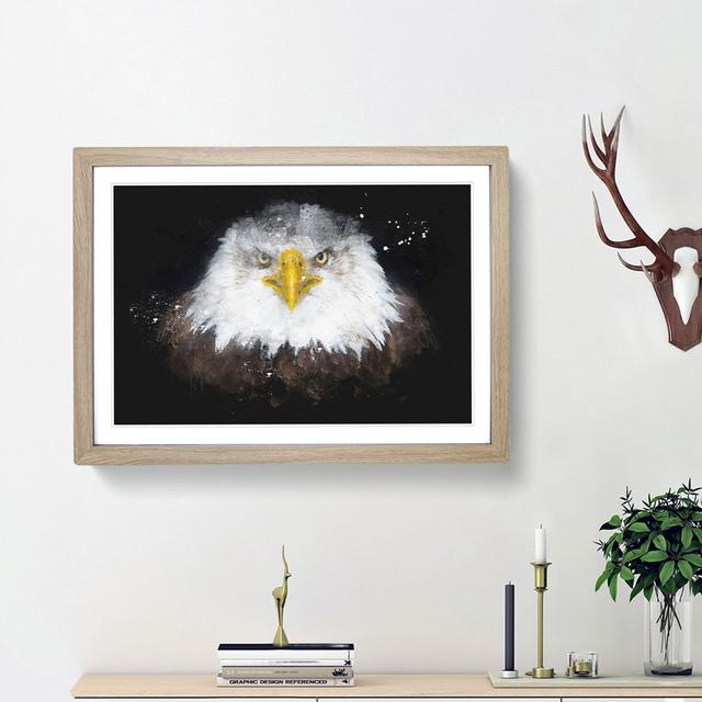 Bald Eagle Bird Paint Splash - Print East Urban Home Frame Option: Oak Framed, Size: 62cm H x 87cm W x 2cm D on Productcaster.