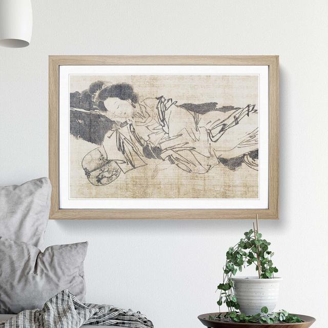 Beauty Sleeping by Tang Yin - Picture Frame Painting Print on Paper East Urban Home Frame Option: Oak Framed, Size: 33cm H x 45cm W x 2cm D on Productcaster.