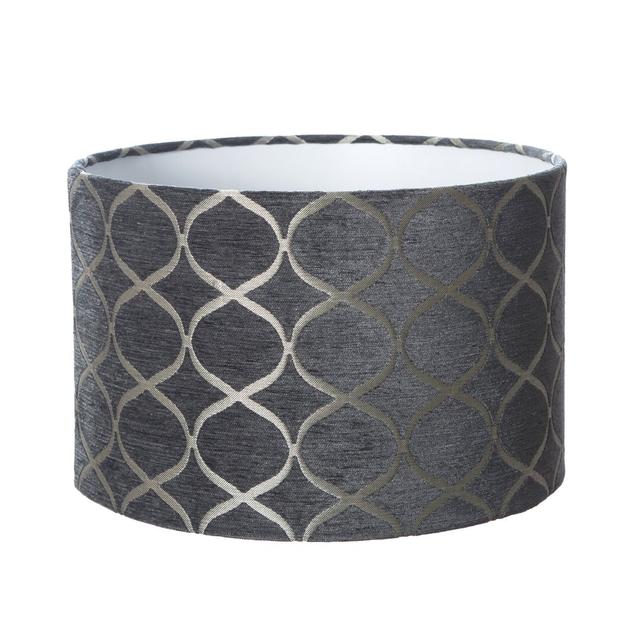 Velvet Drum Lamp Shade ( Screw On ) in Grey Fairmont Park Size: 20cm H x 30cm W x 30cm D on Productcaster.