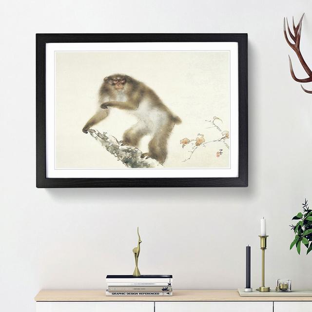 Monkey by Kansetsu Hashimoto - Picture Frame Painting Print East Urban Home Size: 48cm H x 65cm W x 2cm D, Frame Option: Black Framed on Productcaster.