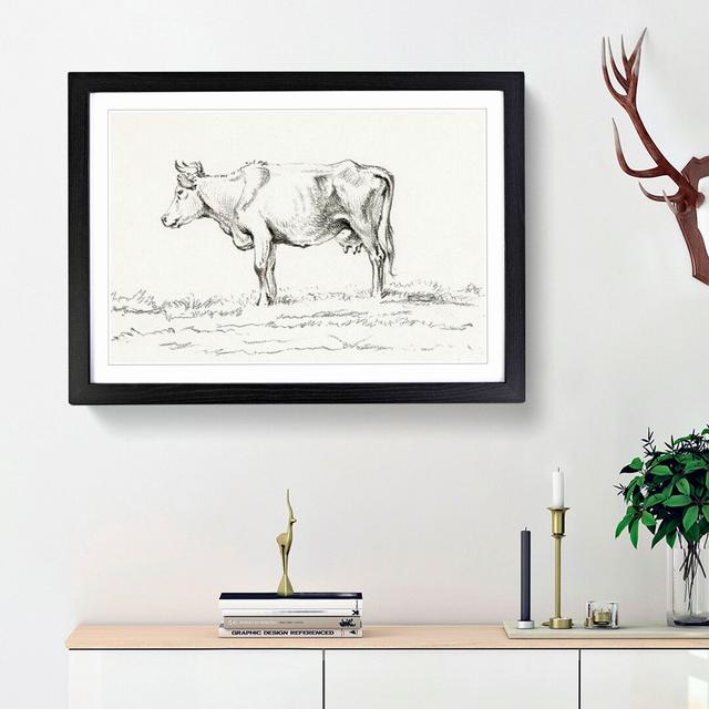 A Standing Cow by Jean Bernard - Picture Frame Drawing Print on Paper East Urban Home Frame Option: Black Framed, Size: 45cm H x 63cm W x 2cm D on Productcaster.