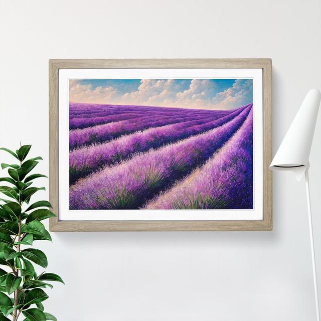 XH1022-7118X Precious Lavender Flower Field - Single Picture Frame Print Lily Manor Size: 46cm H x 64cm W, Frame Colour: Oak on Productcaster.