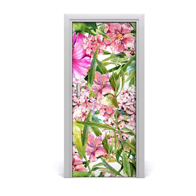 Tropical Flowers Door Sticker East Urban Home Size: 205cm H x 85cm W on Productcaster.