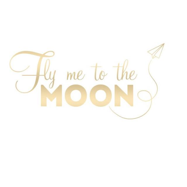 Fly Me To The Moon Wall Sticker East Urban Home Colour: Shiny Gold, Size: Large on Productcaster.