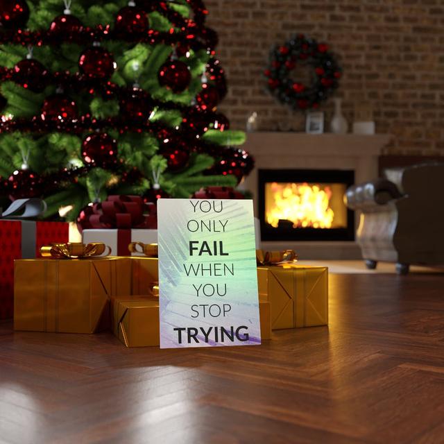 You Only Fail When You Stop Trying - Wrapped Canvas Typography Blue Elephant on Productcaster.