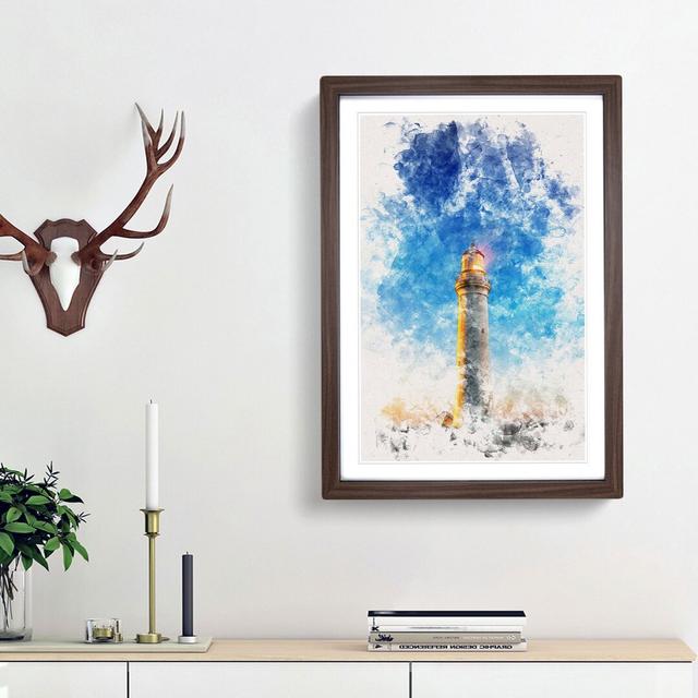 Cape Nelson Lighthouse Australia Watercolour - Picture Frame Graphic Art East Urban Home Size: 33cm H x 24cm W x 2cm D, Frame Option: Walnut Framed on Productcaster.