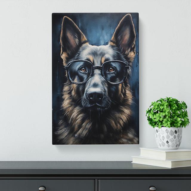 German Shepherd with Glasses Painting No.4 Happy Larry Size: 76cm H x 50cm W x 3cm D on Productcaster.