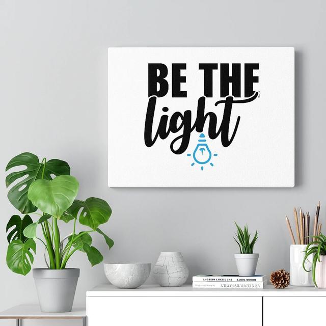 Be the Light - Wrapped Canvas Typography Blue Elephant Size: 28cm H x 36cm W on Productcaster.